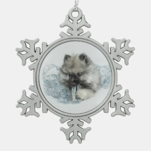 Keeshond Puppy Snowflake Ornament