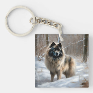 Keeshond Qu'Il Neige Noël
