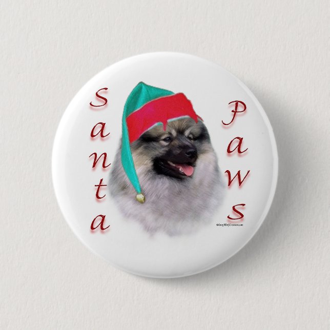 Keeshond Santa Paws 2 Inch Round Button (Front)