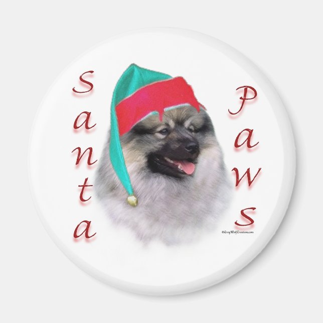 Keeshond Santa Paws Magnet (Front)
