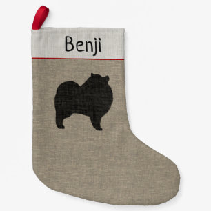 Keeshond Silhouette   Dog Breed Holiday Xmas Small Christmas Stocking