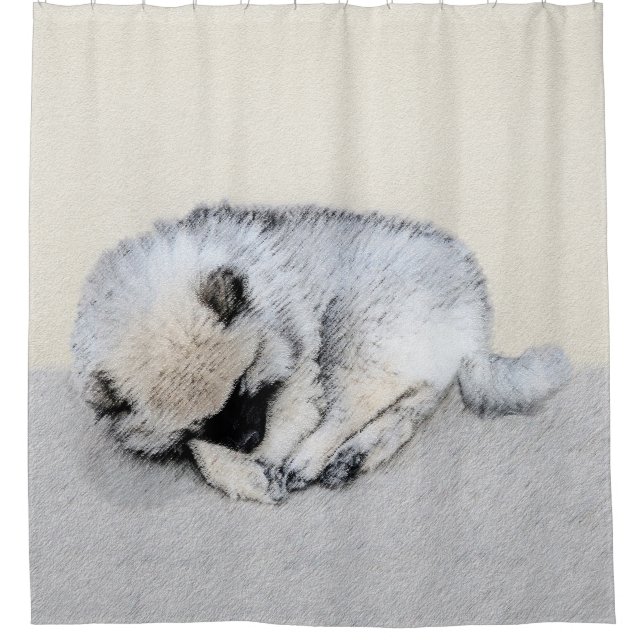 Keeshond Sleeping Puppy Painting Original Dog Art (Front)