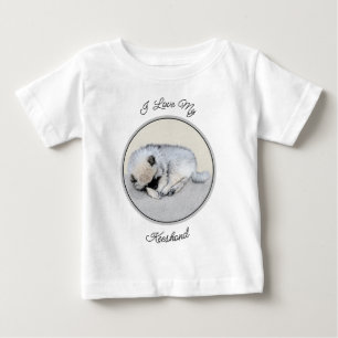 Keeshond Sleeping Puppy Painting Original Dog Art Baby T-Shirt