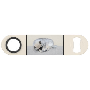 Keeshond Sleeping Puppy Painting Original Dog Art Bar Key