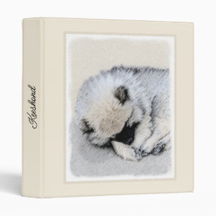 Keeshond Sleeping Puppy Painting Original Dog Art Binder