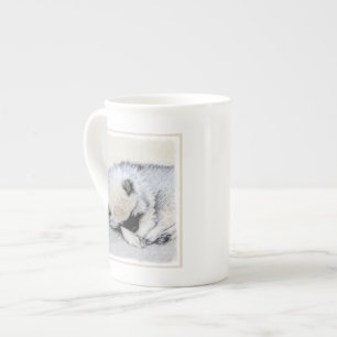 Keeshond Sleeping Puppy Painting Original Dog Art Bone China Mug
