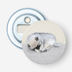 Keeshond Sleeping Puppy Painting Original Dog Art Bottle Opener