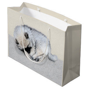 Keeshond Sleeping Puppy Painting Original Dog Art Large Gift Bag