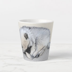 Keeshond Sleeping Puppy Painting Original Dog Art Latte Mug