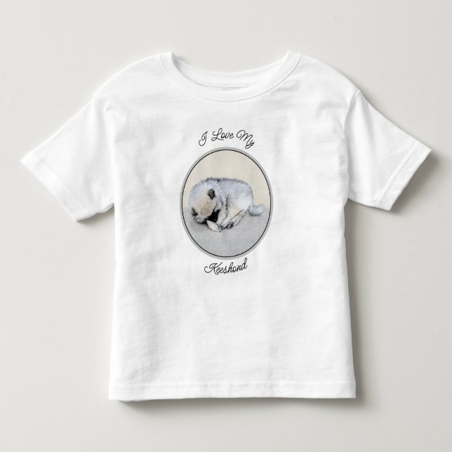 Keeshond Sleeping Puppy Painting Original Dog Art Toddler T-shirt (Front)