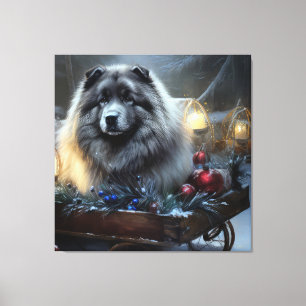 Keeshond Snowy Sleigh Christmas Decor