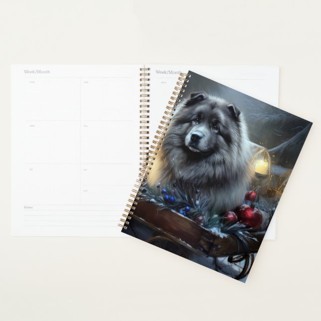 Keeshond Snowy Sleigh Christmas Decor Planner (Display)