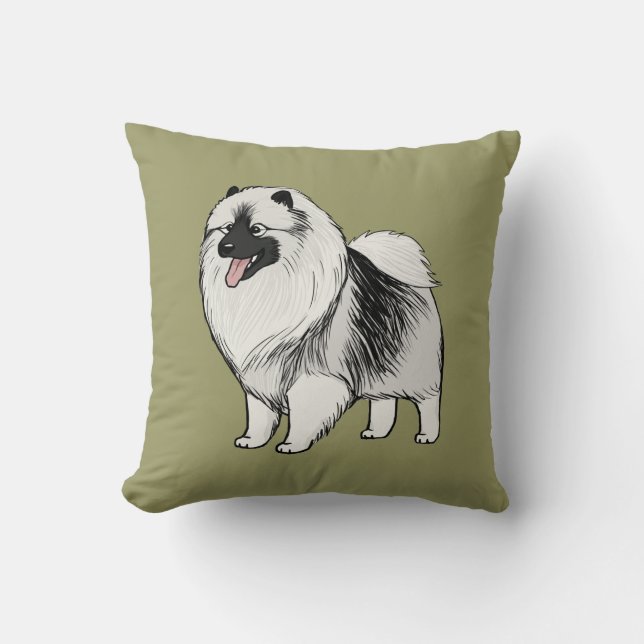 Keeshond Throw Pillow (Front)