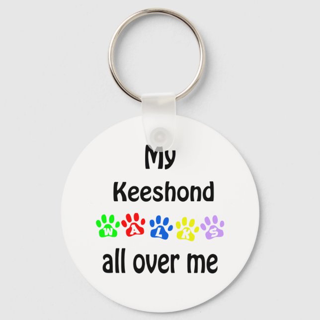 Keeshond Walks Design Keychain (Front)