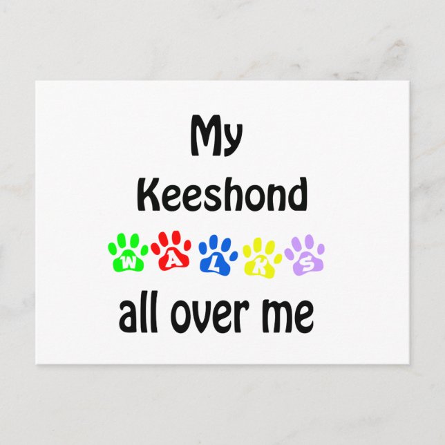 Keeshond Walks Design Postcard (Front)