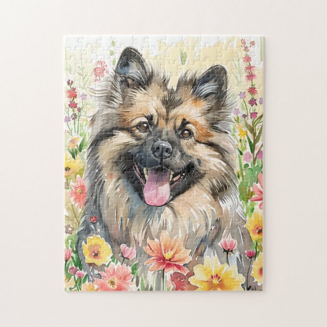 Keeshond Watercolor Puzzle (Vertical)