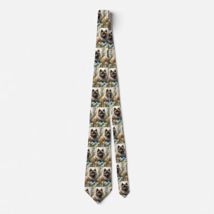 Keeshond with Easter Eggs Tie