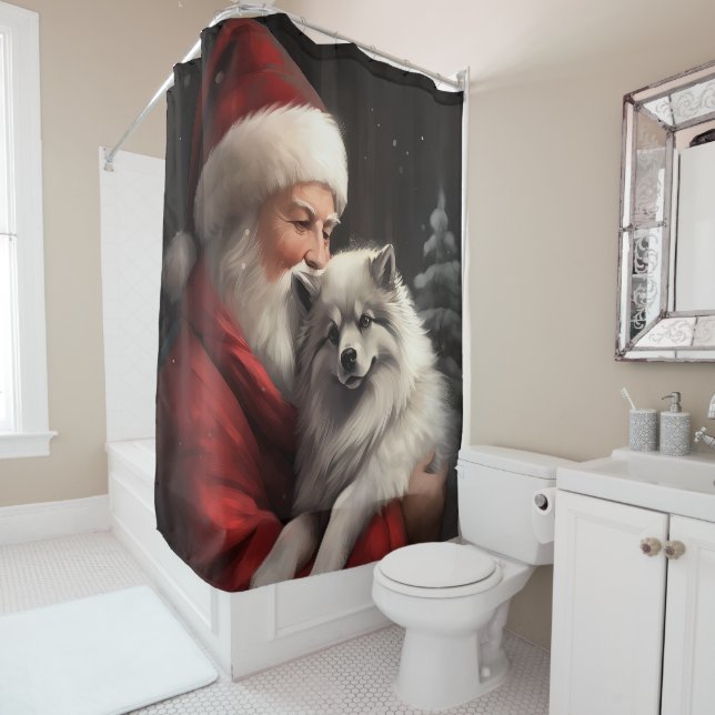 Keeshond With Santa Claus Festive Christmas (In Situ)