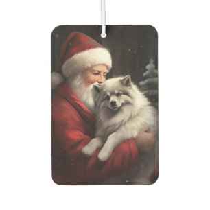 Keeshond With Santa Claus Festive Christmas Air Freshener