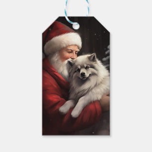 Keeshond With Santa Claus Festive Christmas Gift Tags