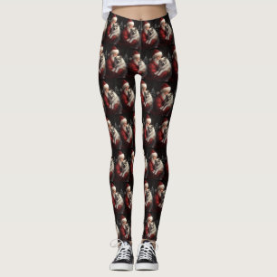 Keeshond With Santa Claus Festive Christmas Leggings