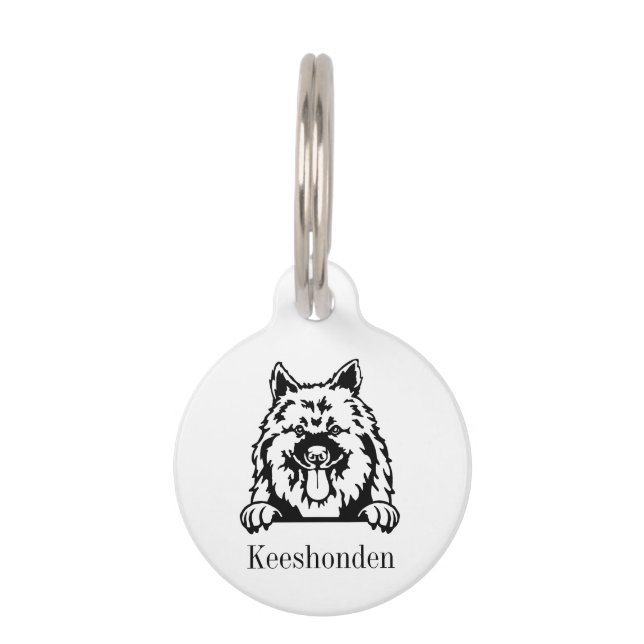 Keeshonden dog personalized name tag (Front)