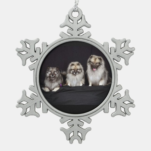 Keeshonden For Keeps Snowflake Pewter Ornament (Front)