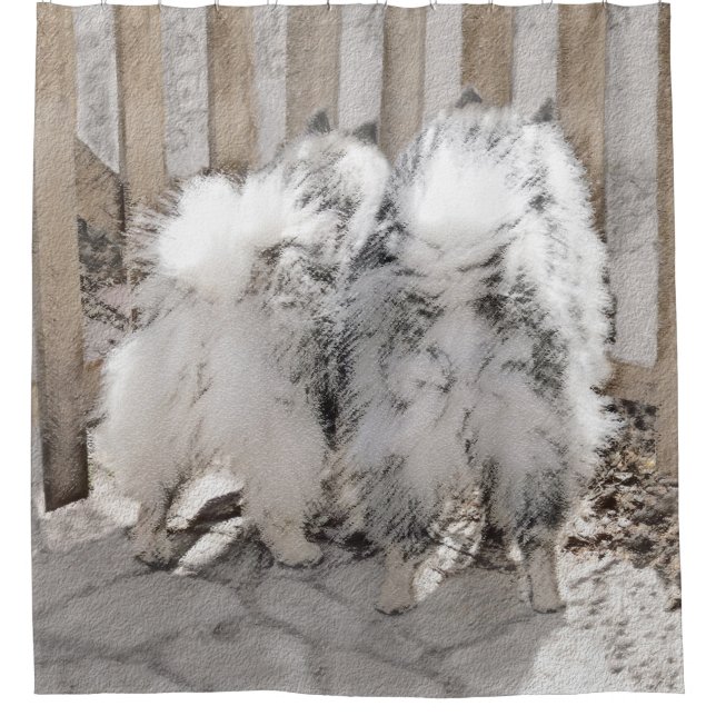 Keeshonds at the Gate Painting - Original Dog Art (Front)