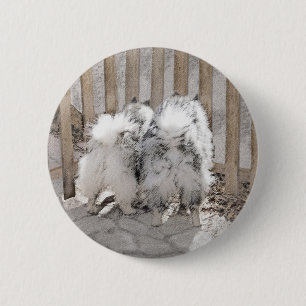 Keeshonds at the Gate Painting - Original Dog Art 2 Inch Round Button