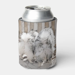 Keeshonds at the Gate Painting - Original Dog Art Can Cooler