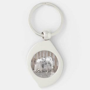 Keeshonds at the Gate Painting - Original Dog Art Keychain