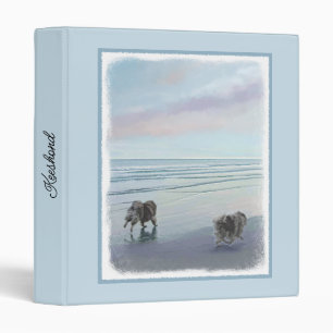 Keeshonds at the Seashore Painting Dog Art Binder