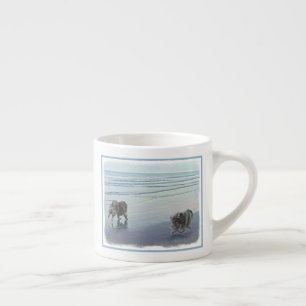 Keeshonds at the Seashore Painting Dog Art Espresso Cup