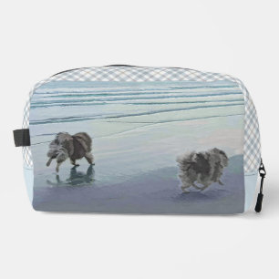 Keeshonds Painting Seashore Beach Original Dog Art Dopp Kit