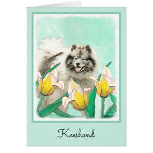 Keeshony in Tulips Peinture mignonne Original Chie