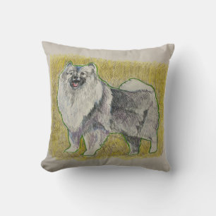 Keeshound Sitting Pretty Throw Pillow