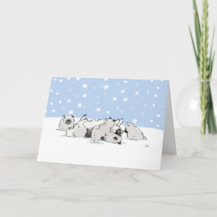 Keesies in the Snow   Keeshond Christmas Custom Holiday Card