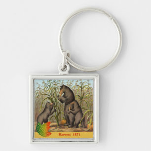 Keesling Leaf & Bear Harvest Ad Keychain