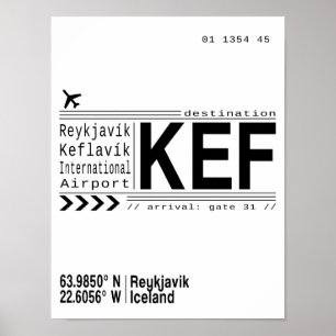 KEF Reykjavik, affiche de l'aéroport d'Islande