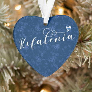Kefalonia Heart Flag, Cephalonia, Greek Islands Ornament