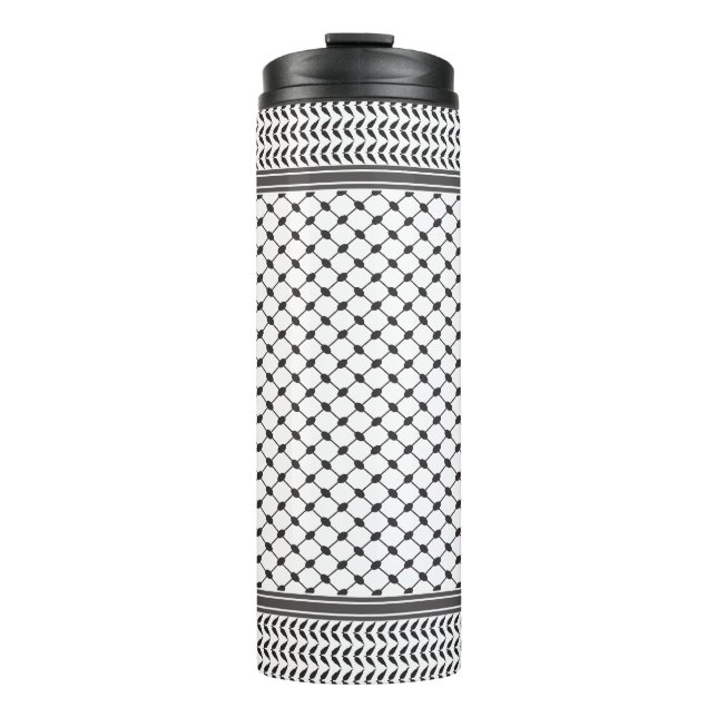 Keffiyeh Palestine Black Pattern Thermal Tumbler (Front)