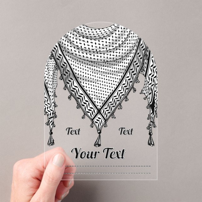 Keffiyeh Palestinian Scarf Traditional Fabric Acrylic Invitations (Insitu (Handheld))
