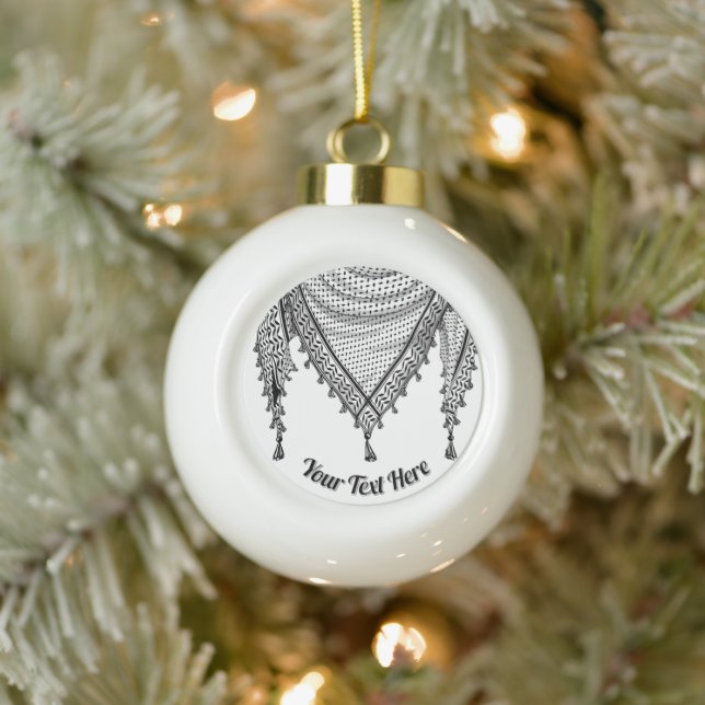 Keffiyeh Palestinian Scarf Traditional Fabric Ceramic Ball Christmas Ornament (Tree)