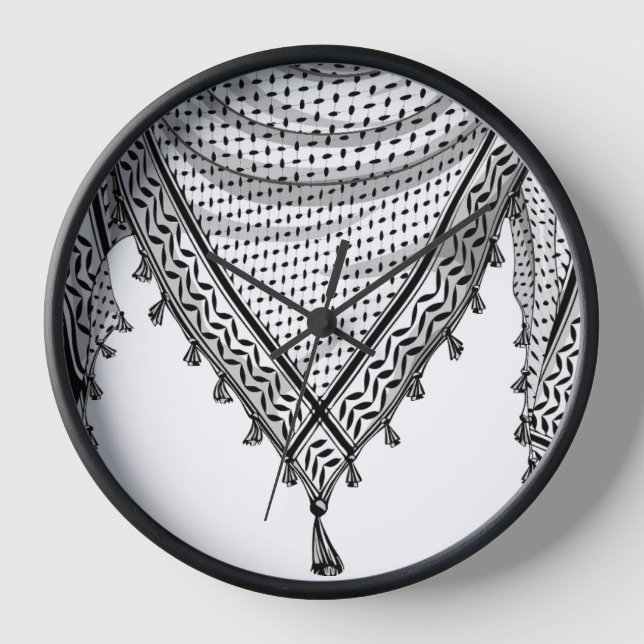 Keffiyeh Palestinian Scarf Traditional Fabric Clock (Front)