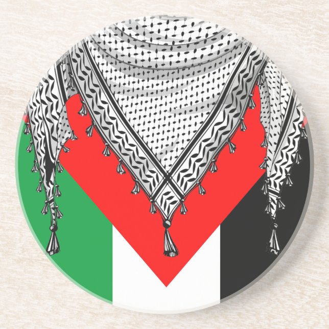 Keffiyeh Palestinian Scarf Traditional Fabric Coaster (Front)