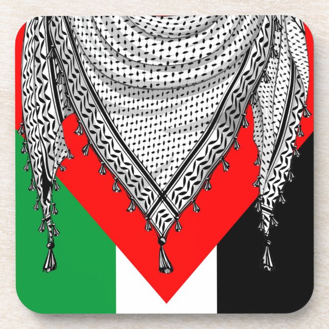 Keffiyeh Palestinian Scarf Traditional Fabric Coaster (Front)