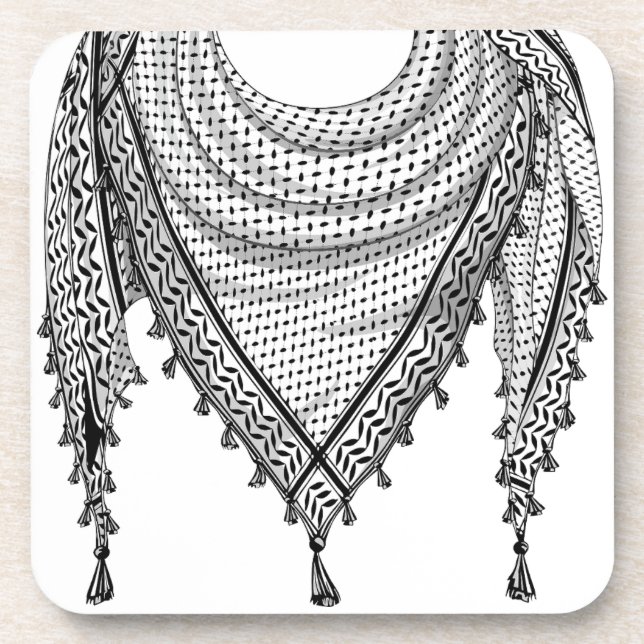 Keffiyeh Palestinian Scarf Traditional Fabric Coaster (Front)