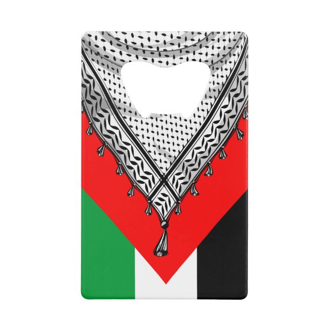 Keffiyeh Palestinian Scarf Traditional Fabric Credit Card Bottle Opener (Front)