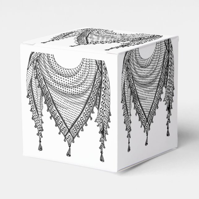 Keffiyeh Palestinian Scarf Traditional Fabric Favor Box (Front Side)