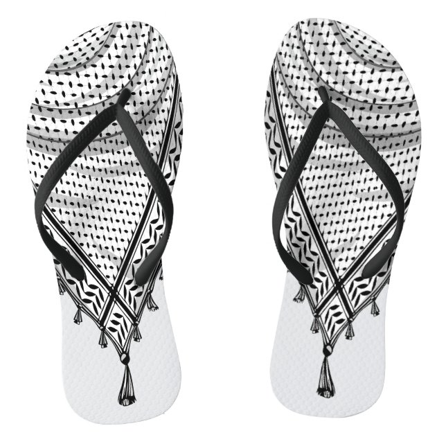 Keffiyeh Palestinian Scarf Traditional Fabric Flip Flops (Footbed)